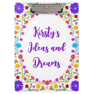 Farbenfrohe Fiesta mexikanische Blumenrahmen Klemmbrett