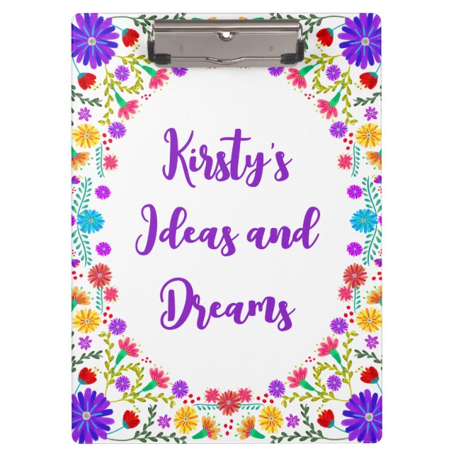 Farbenfrohe Fiesta mexikanische Blumenrahmen Klemmbrett (Vorderseite)