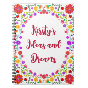 Farbenfrohe Fiesta mexikanische Blumenrahmen Notizblock