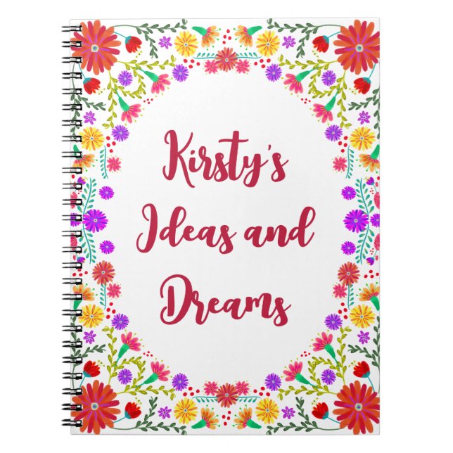 Farbenfrohe Fiesta mexikanische Blumenrahmen Notizblock (Vorderseite)