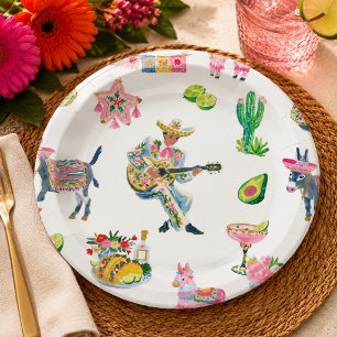 Farbenfrohe Fiesta-Wasserfarbe Pappteller