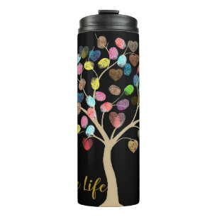 Farbenfrohe Fingerabdruckbaum "Celebrate Life" Her Thermosbecher