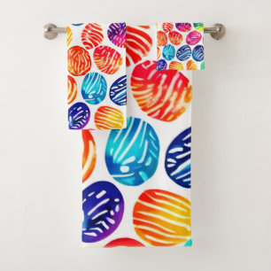 Farbenfrohe Fingerabdruckkunst Badhandtuch Set