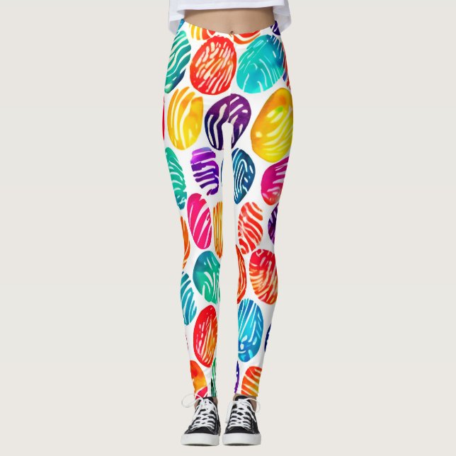 Farbenfrohe Fingerabdruckkunst Leggings (Vorderseite)
