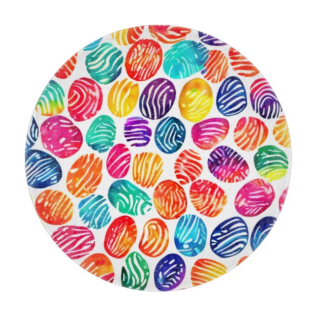 Farbenfrohe Fingerabdruckkunst Schneidebrett (Vorderseite)