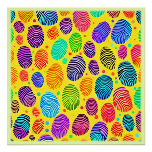 Farbenfrohe Fingerprint-Symphonie Poster