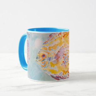 Farbenfrohe Fisch-Meeresmuster Aquarellkaffee Tass Tasse