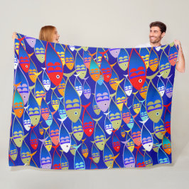 Farbenfrohe Fische Art Deco Design Fleecedecke