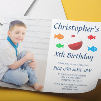 Farbenfrohe Fische Junge jedes Alter Geburtstag Einladung