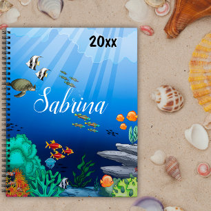 Farbenfrohe Fische, Ozeane und blaue Meeresböden, Planer