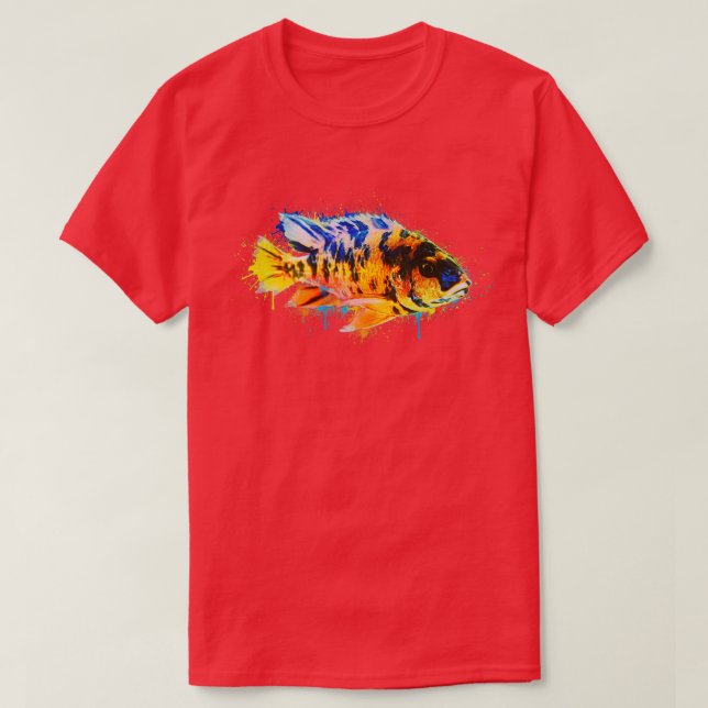 Farbenfrohe Fische Pinsel T-Shirt (Design vorne)