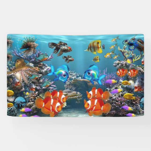 Farbenfrohe Fische und Coil Aquarium Banner (Horizontal)