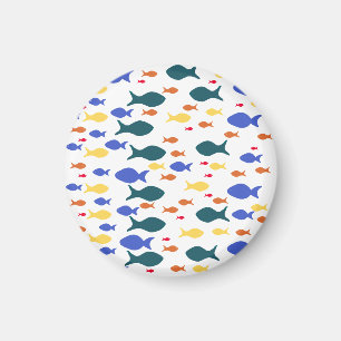 Farbenfrohe FischeKleine, 3,2 cm große runde Oberf Magnet