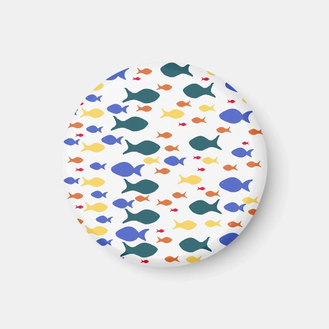 Farbenfrohe FischeKleine, 3,2 cm große runde Oberf Magnet (Vorne)