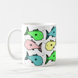 Farbenfrohe Fischgestaltung Tasse