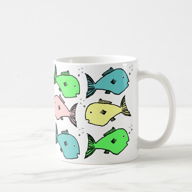 Farbenfrohe Fischgestaltung Tasse (Rechts)