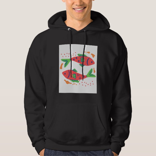 Farbenfrohe Fischkunst Hoodie (Vorderseite)