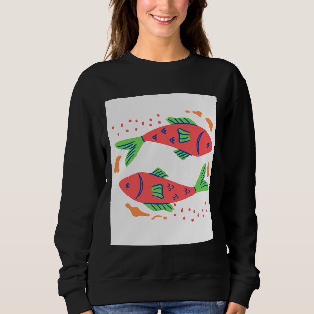 Farbenfrohe Fischkunst Sweatshirt (Vorderseite)