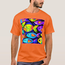 Farbenfrohe Fischmuster Kunst, Dichtung und Musik T-Shirt