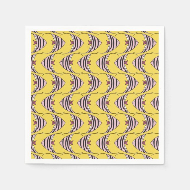 Farbenfrohe Fischmuster Serviette (Vorderseite)