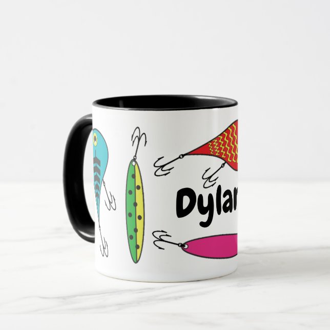 Farbenfrohe Fischschwärme Name Kaffee Tasse (Vorderseite Links)