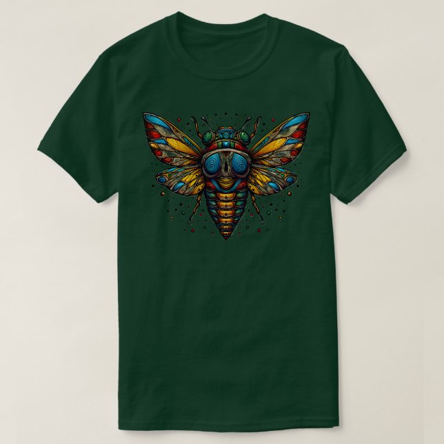 Farbenfrohe Flagge Cicada Eastern Brood X Wiederau T-Shirt (Design vorne)