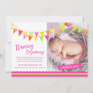 Farbenfrohe Flaggen Mädchen, was ist ihr Name Baby Einladung