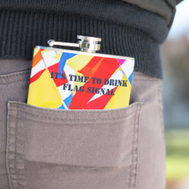 Farbenfrohe Flaggen. Zeit, das Flaggensignal zu tr Flachmann