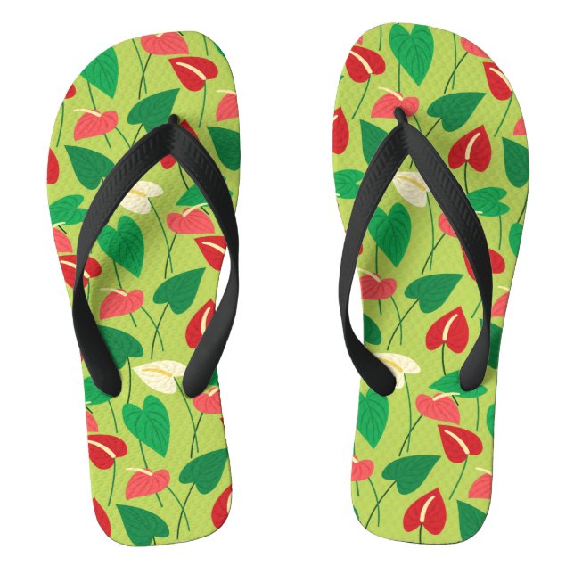 Farbenfrohe Flamingo-Blume Flip Flops (Fußbett)