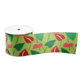 Farbenfrohe Flamingo-Blume Muster Satinband