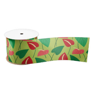 Farbenfrohe Flamingo-Blume Muster Satinband