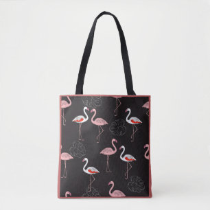 Farbenfrohe Flamingo Muster auf schwarzem Hintergr