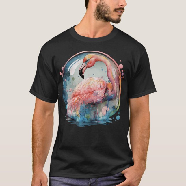 Farbenfrohe Flamingo T-Shirt (Vorderseite)