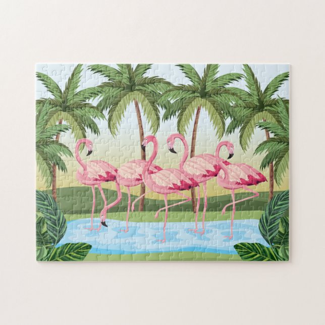 Farbenfrohe Flamingos Puzzle (Horizontal)