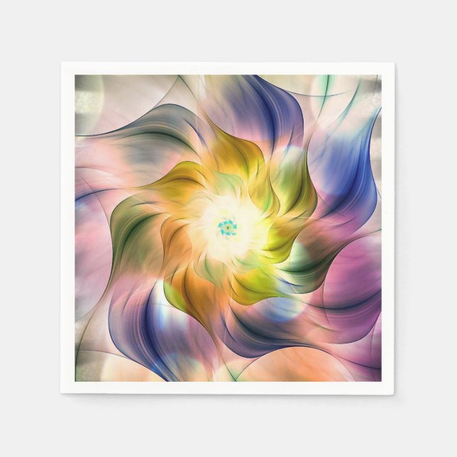 Farbenfrohe Flamme-Fraktal-Blume Serviette (Vorderseite)