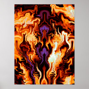 Farbenfrohe Flammen Fraktal Poster