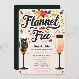 Farbenfrohe Flannel und Fizz Bubbly Drinks Party Einladung