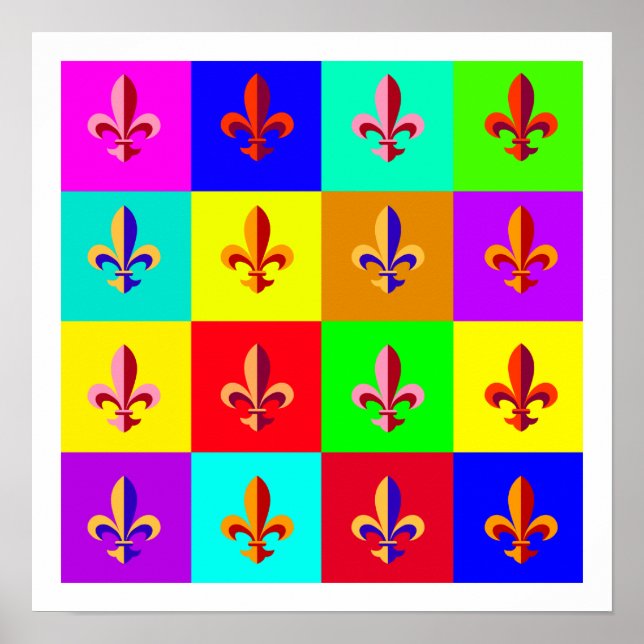 Farbenfrohe Fleur-de-lis Poster (Vorne)