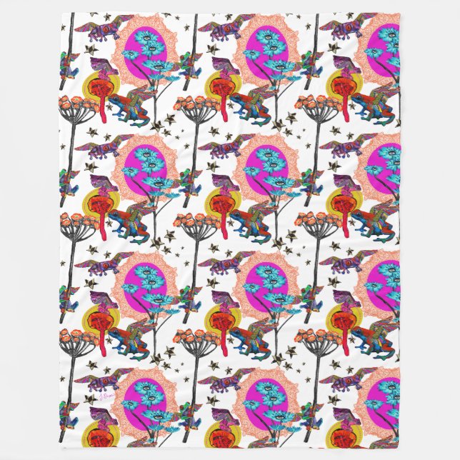 Farbenfrohe Fliegende Frösche Fleecedecke (Vorderseite)