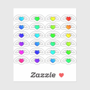 Farbenfrohe Fliegenherzen, winziges Herz mit Flüge Aufkleber