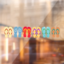 Farbenfrohe Flip Flops Sommersandalen Fensteraufkleber