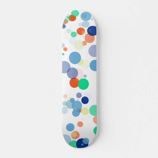 Farbenfrohe Floating Moderne Polka Dot Muster Skateboard (Vorne)