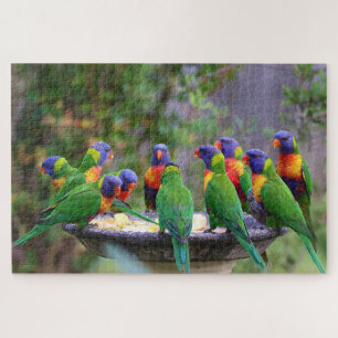 Farbenfrohe Flock mit Regenbogen Loirkeet Birds Puzzle