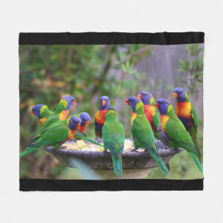Farbenfrohe Flock von Rainbow Lorikeet Birds Fleecedecke