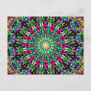 Farbenfrohe Floral Kaleidoskop Mandala Postkarte