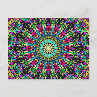 Farbenfrohe Floral Kaleidoskop Mandala Postkarte
