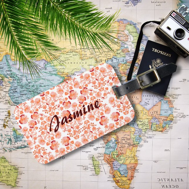 Farbenfrohe floral Lehenga Muster Custom Monogram Gepäckanhänger (Von Creator hochgeladen)