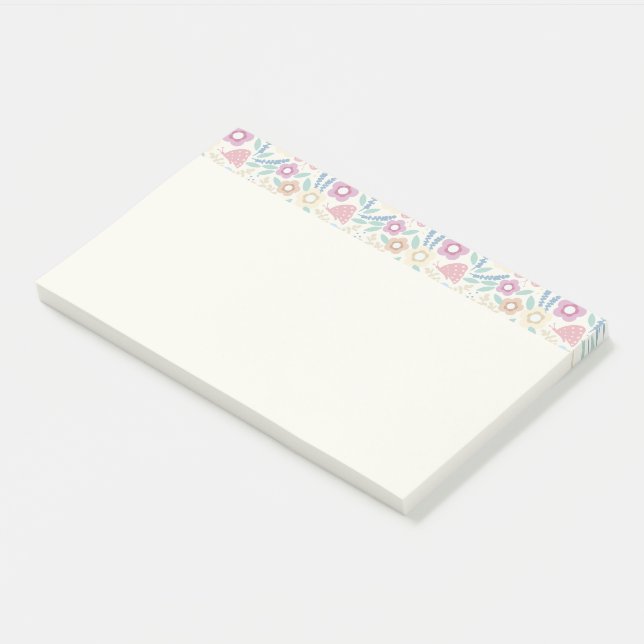 Farbenfrohe Floral Notes Design Post-it Klebezettel (angewinkelt)