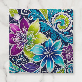 Farbenfrohe florale Batik Kunsttipps Geschenkanhänger