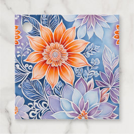 Farbenfrohe florale Batik Kunsttipps Geschenkanhänger